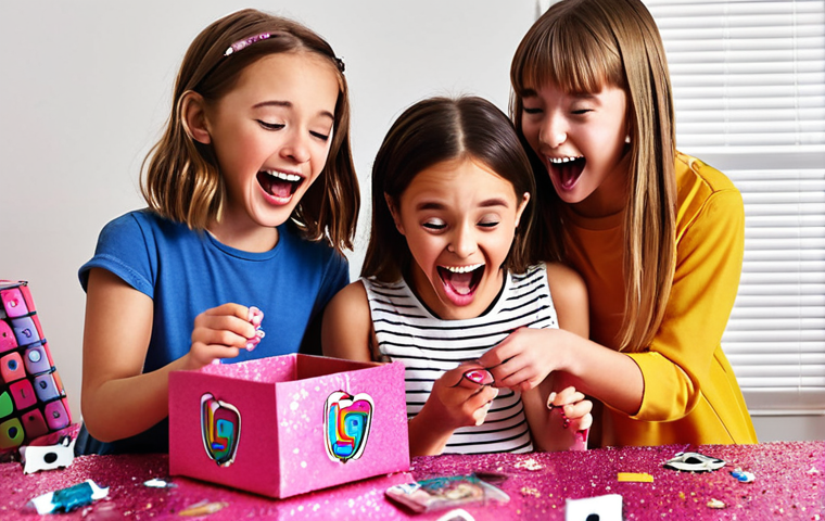**

Prompt: A group of gleeful children are gathered around, excitedly unboxing LOL Surprise Secret Packs. Glitter and tiny accessories are scattered around them. The scene captures the vibrant colors and anticipation of the "unboxing experience." Focus on their expressions of joy and surprise, and the close connection they share as they play.

**