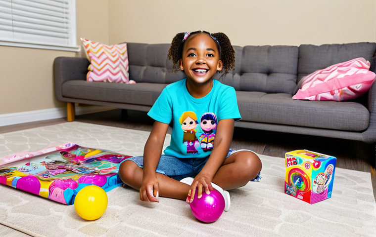 LOL Surprise Unboxing Fun**

A young girl with a bright smile, sitting on the floor of her family-friendly living room, surrounded by LOL Surprise! packaging (balls, capsules, maybe a playset visible in the background). She is fully clothed in comfortable, modest clothing. The scene captures the excitement of unboxing, with glitter and colorful accessories scattered around. Focus on the child's joyful expression and the vibrant colors of the toys. Perfect anatomy, correct proportions, well-formed hands. Safe for work, appropriate content, professional photography, high quality.

**
