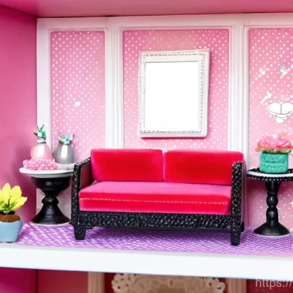 LOL 서프라이즈 액세서리 세트 활용법 - **DIY Miniature Dollhouse Living Room Scene:** A meticulously crafted miniature dollhouse living roo...