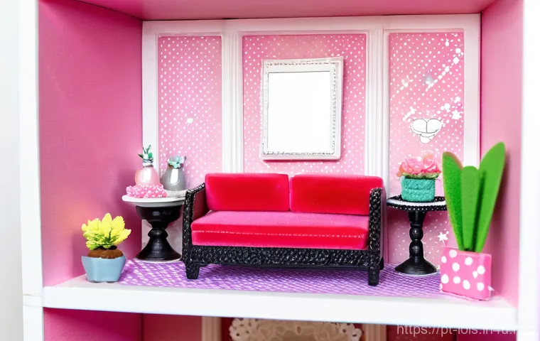 LOL 서프라이즈 액세서리 세트 활용법 - **DIY Miniature Dollhouse Living Room Scene:** A meticulously crafted miniature dollhouse living roo...