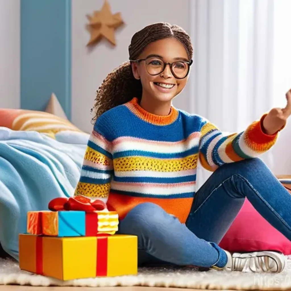 LOL 서프라이즈와 크리에이터 협업 사례 - **Prompt:** A cheerful, brightly lit scene in a modern, playful bedroom. A young girl, aged 8-10, wi...