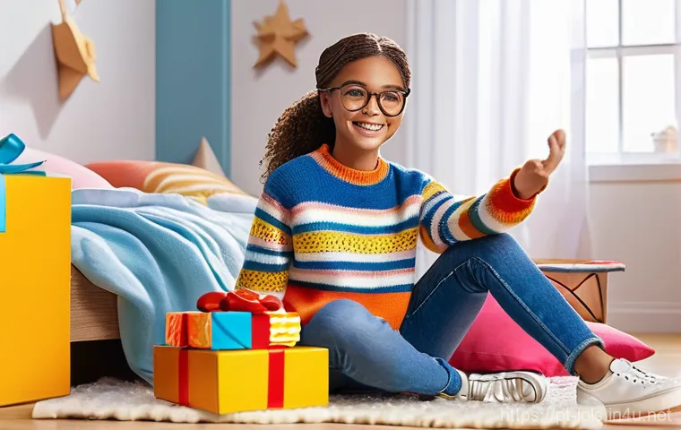 LOL 서프라이즈와 크리에이터 협업 사례 - **Prompt:** A cheerful, brightly lit scene in a modern, playful bedroom. A young girl, aged 8-10, wi...