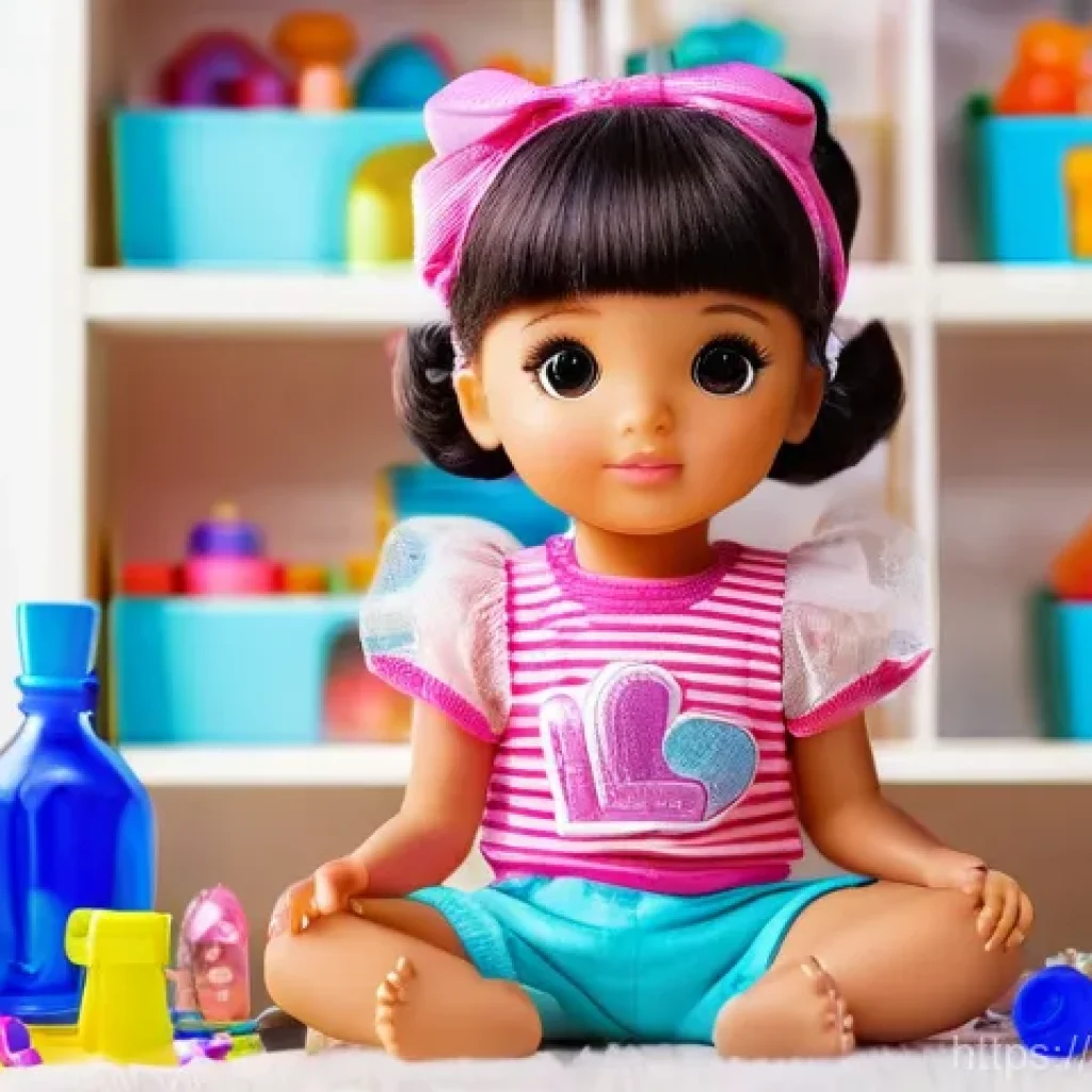 LOL 서프라이즈 장난감의 교체 가능 부품 - **Prompt:** A vibrant, close-up shot of a child's hands carefully customizing a LOL Surprise doll. T...