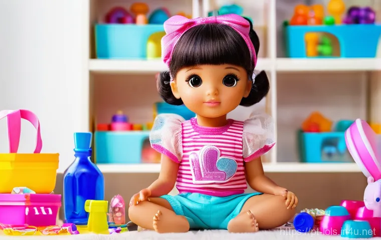 LOL 서프라이즈 장난감의 교체 가능 부품 - **Prompt:** A vibrant, close-up shot of a child's hands carefully customizing a LOL Surprise doll. T...