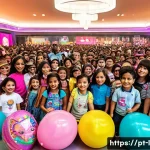 LOL 서프라이즈의 팬덤 문화와 다양한 사례 - A vibrant scene at a community convention for LOL Surprise collectors in Brazil, featuring diverse c...