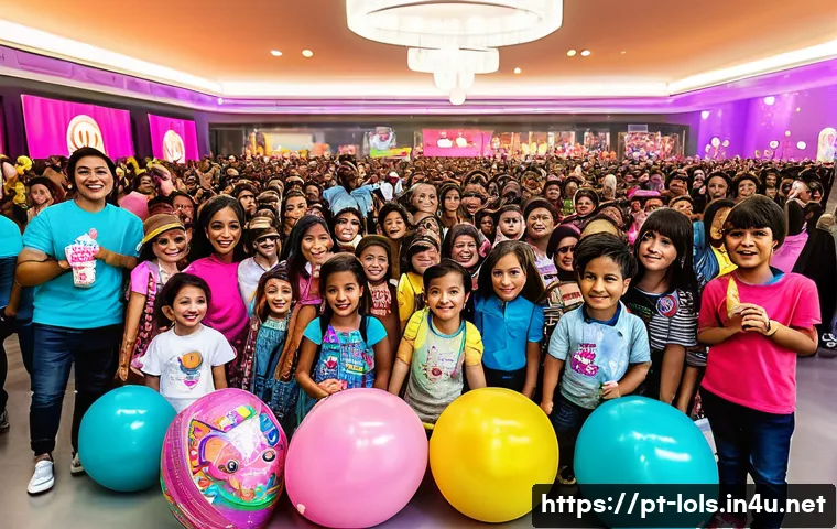 LOL 서프라이즈의 팬덤 문화와 다양한 사례 - A vibrant scene at a community convention for LOL Surprise collectors in Brazil, featuring diverse c...