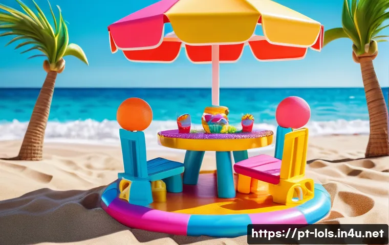 LOL 서프라이즈 플레이 세트 비교 - A vibrant and colorful LOL Surprise Play Set scene featuring the "Bubbly Beach" model designed for y...