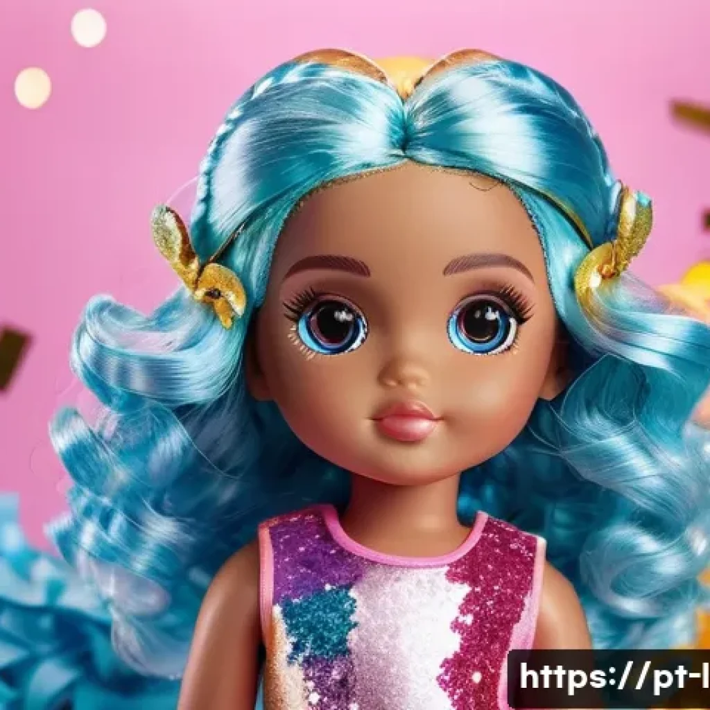 LOL 서프라이즈의 다양한 팬 콘텐츠 창작법 - A vibrant digital illustration of a LOL Surprise doll dressed in colorful, trendy clothing and acces...