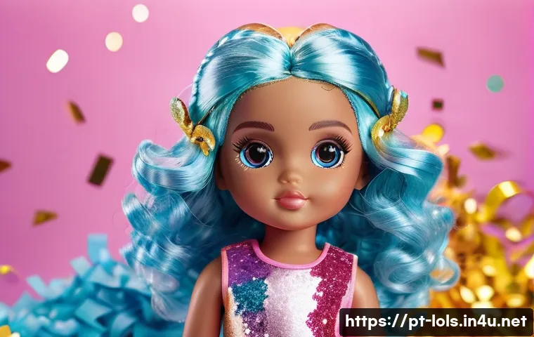LOL 서프라이즈의 다양한 팬 콘텐츠 창작법 - A vibrant digital illustration of a LOL Surprise doll dressed in colorful, trendy clothing and acces...