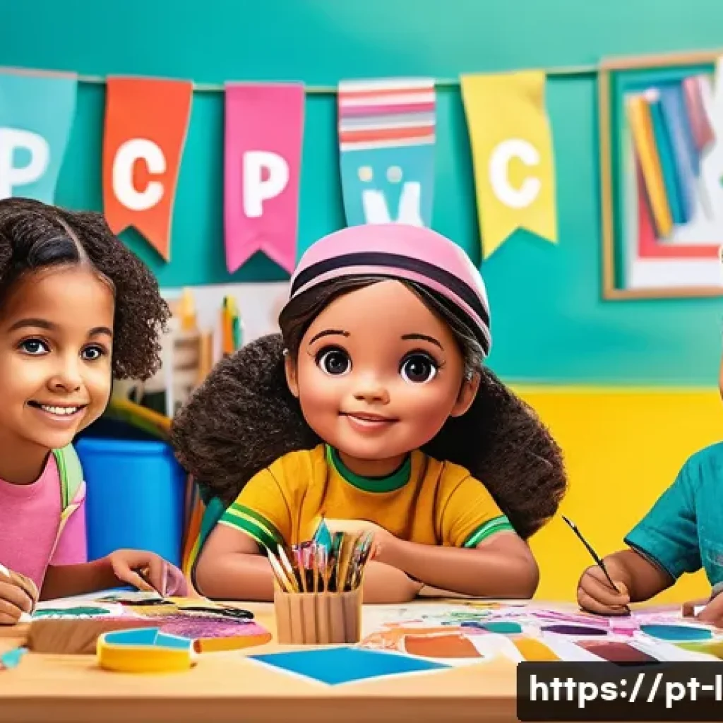 LOL 서프라이즈와 관련된 다양한 기획 아이디어 - A vibrant and colorful children's workshop scene featuring diverse kids happily customizing LOL Surp...