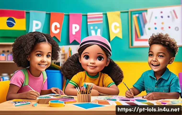 LOL 서프라이즈와 관련된 다양한 기획 아이디어 - A vibrant and colorful children's workshop scene featuring diverse kids happily customizing LOL Surp...