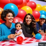 Home 22 LOL 서프라이즈의 글로벌 이벤트 홍보 사례 - A vibrant and colorful LOL Surprise live event in São Paulo, featuring families of diverse backgroun...