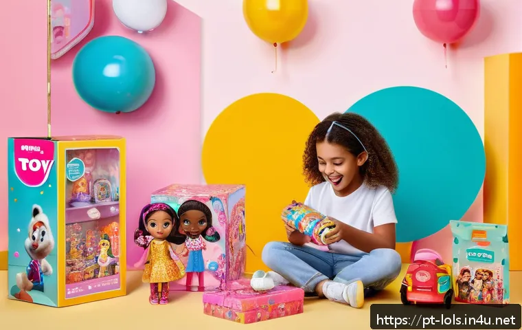 LOL 서프라이즈의 시장 점유율 변화 - A vibrant and colorful scene featuring a child joyfully unwrapping a LOL Surprise toy with multiple ...