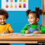 Home 19 LOL 서프라이즈와 연계된 책과 교육 자료 - A vibrant and colorful classroom scene featuring young children aged 4-6 engaged in interactive lear...
