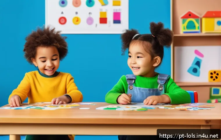 LOL 서프라이즈와 연계된 책과 교육 자료 - A vibrant and colorful classroom scene featuring young children aged 4-6 engaged in interactive lear...